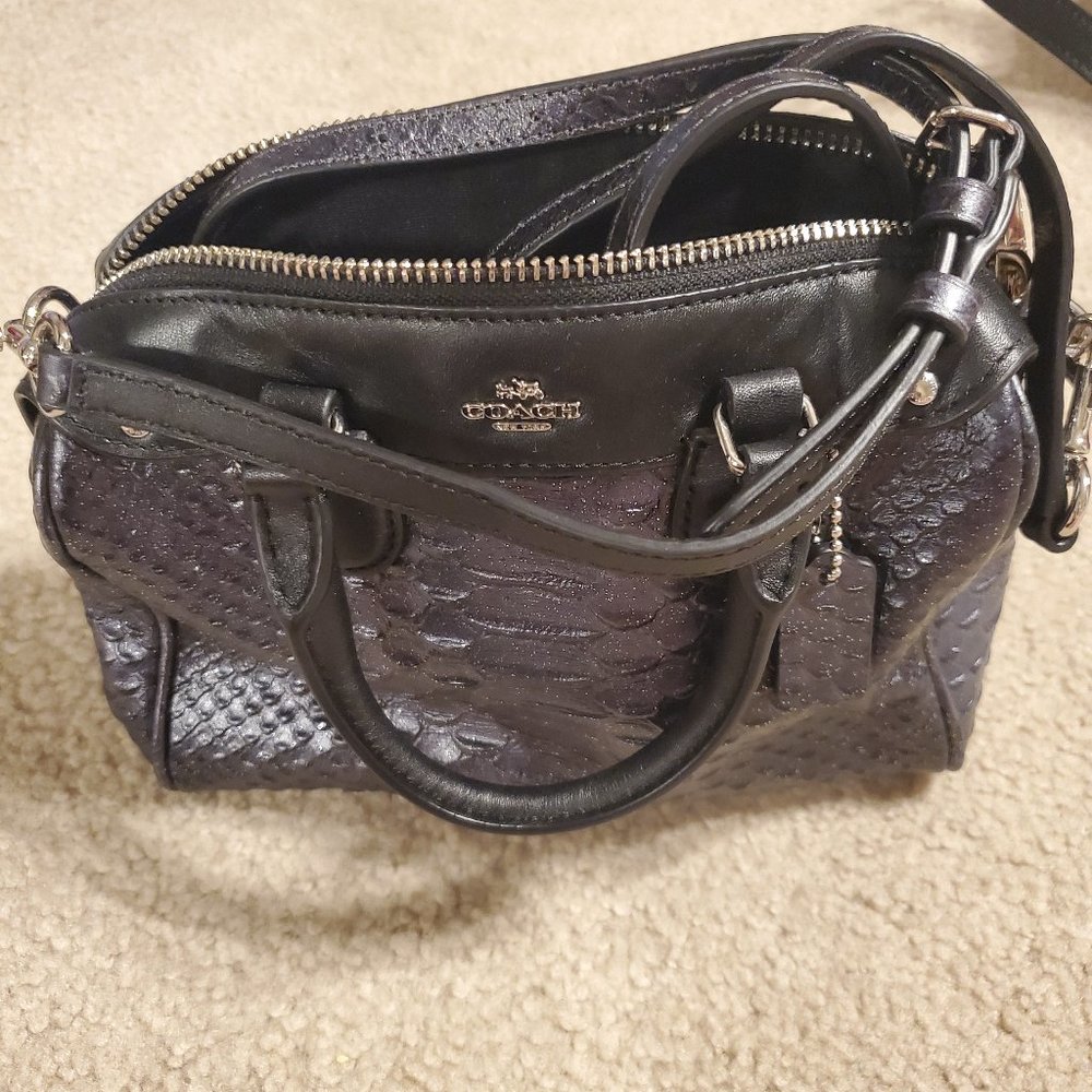 Coach black/iridescent fish skin handbag